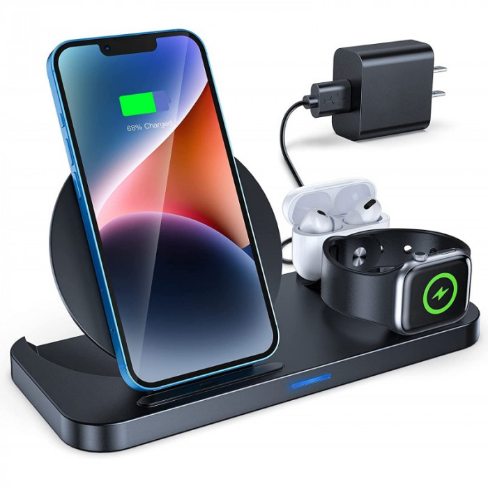  In 1 Qi-Certified Fast Wireless Charging Station