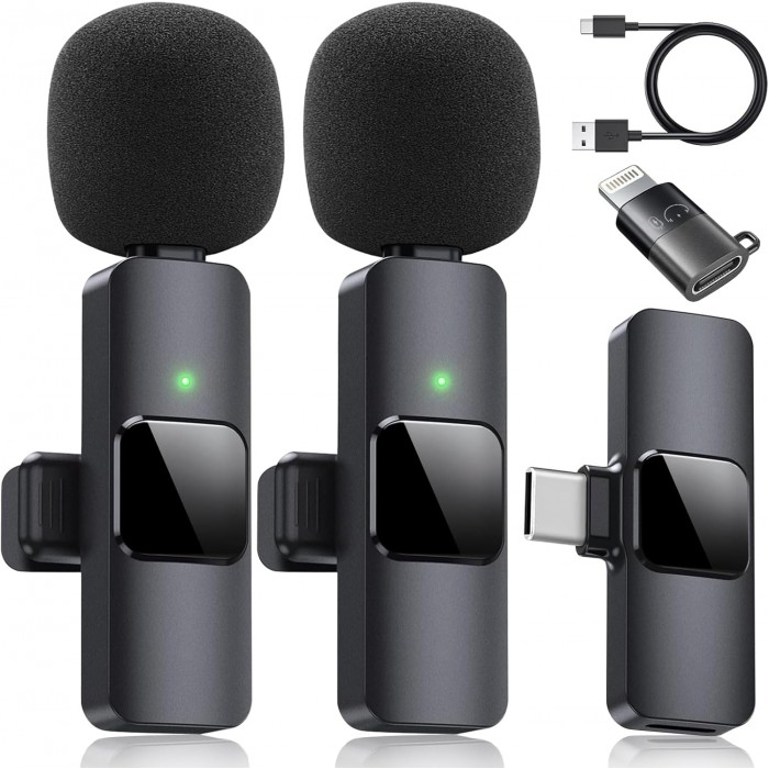 Wireless Lavalier Microphone for iPhone, iPad. IT Comes with an Adapter and is Also Suitable for Android Phones iPhone / Type C 