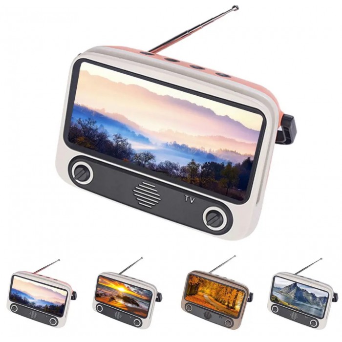 Wask Retro Radio TV Bluetooth Visual Speaker - Grey